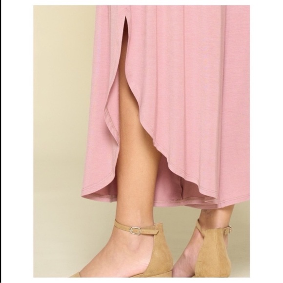 New Boho Style Spring Summer Mauve Wide Leg Pants With Side Slit - Picture 3 of 3